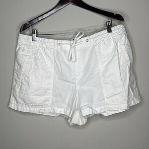 GAP Pull On Utility Linen Cotton Blend Drawstring Shorts in White Size XL